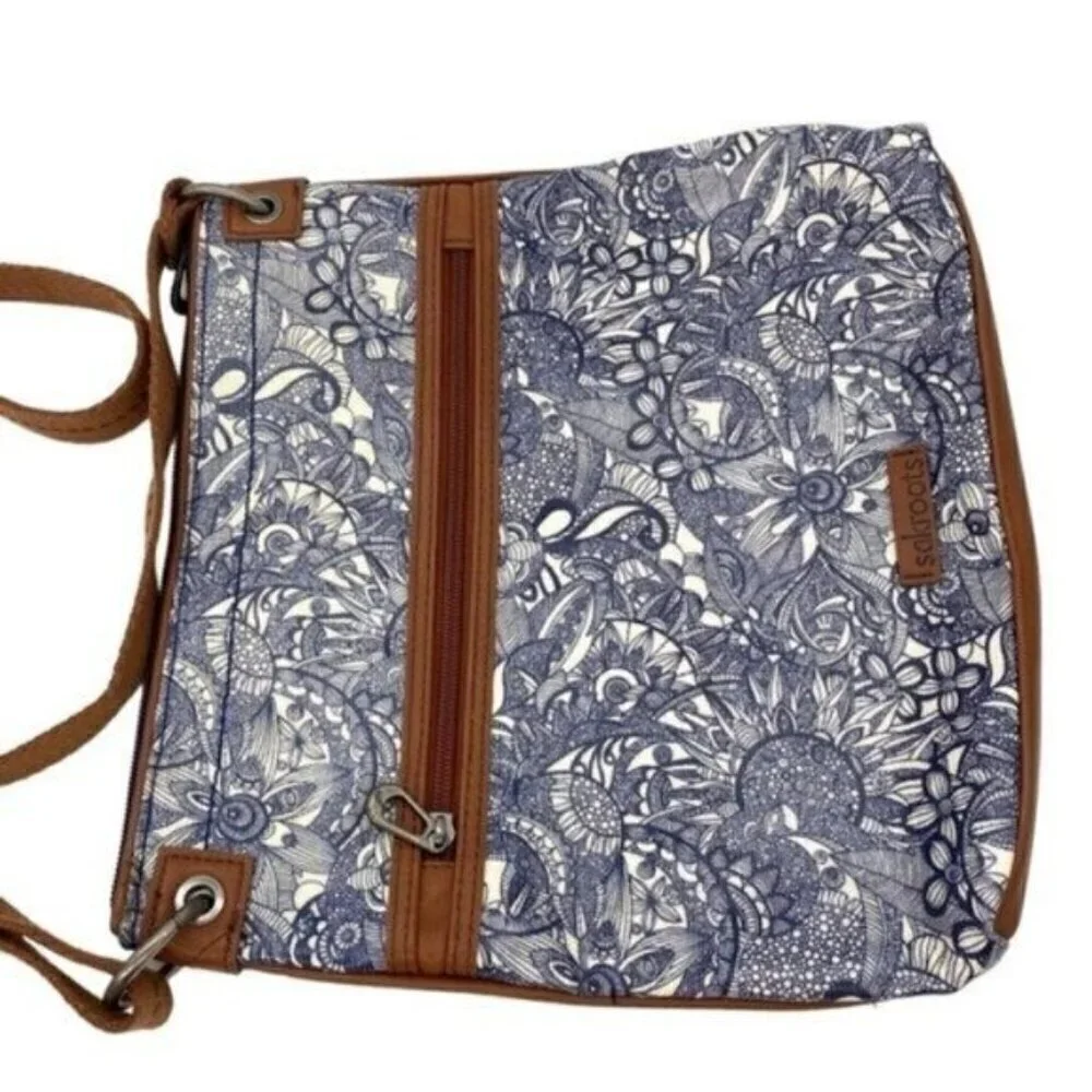 Sakroots Navy Blue Spirit Desert Floral Crossbody Trip Bag - Picture 2 of 16